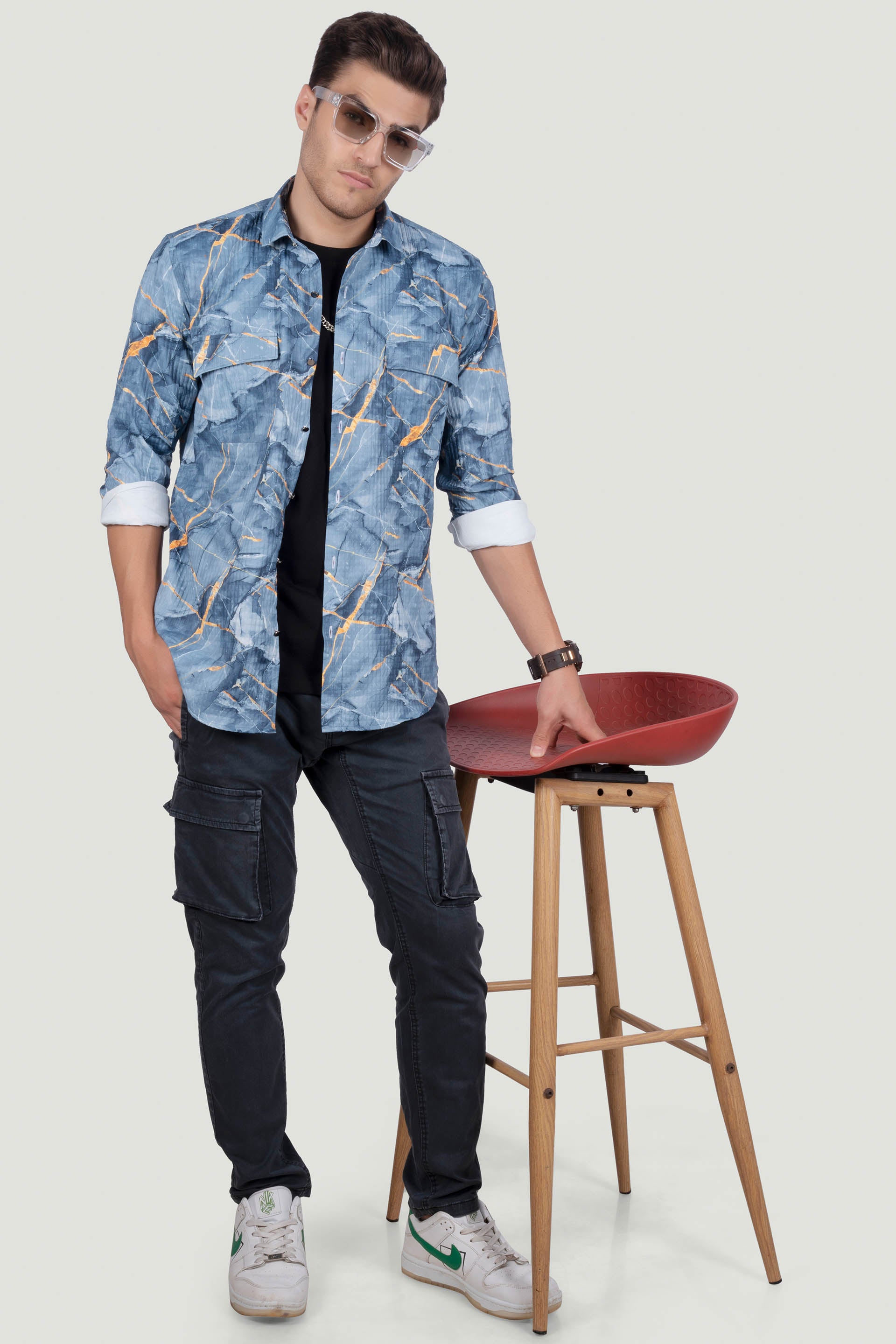 DOUBLE POCKET JAMES BLUE OVERSHIRT