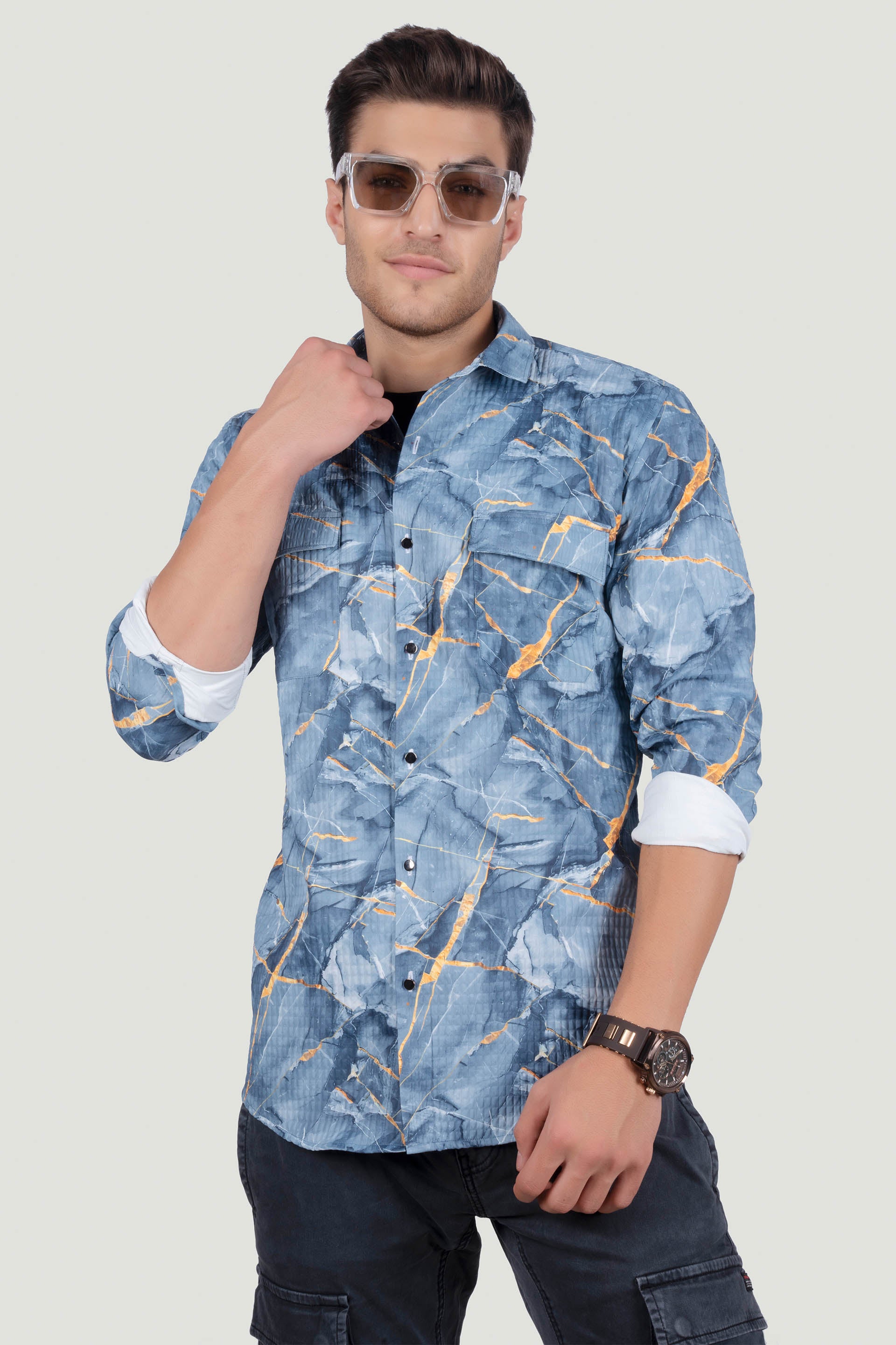 DOUBLE POCKET JAMES BLUE OVERSHIRT