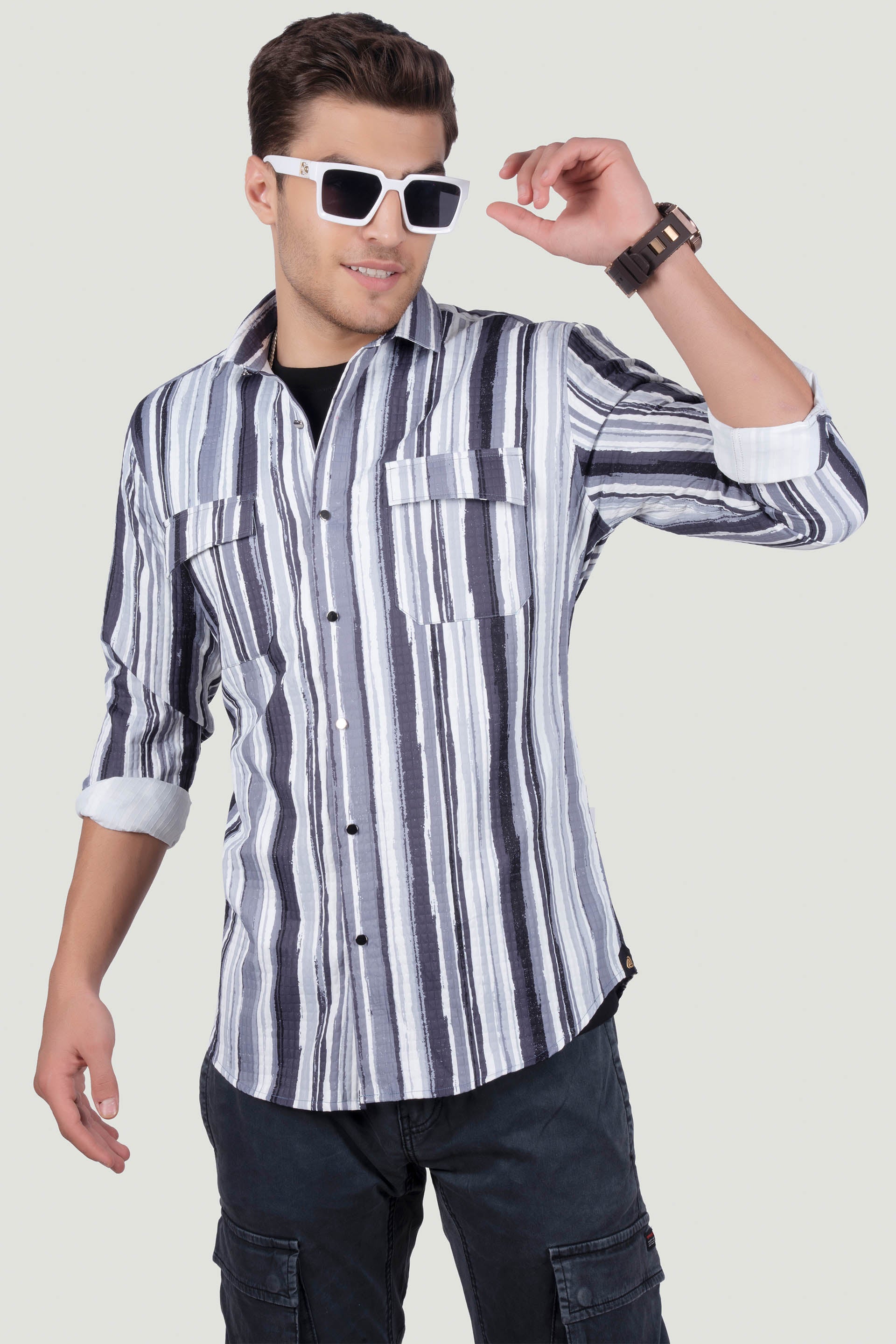 DOUBLE POCKET EDWARD GREY OVERSHIRT