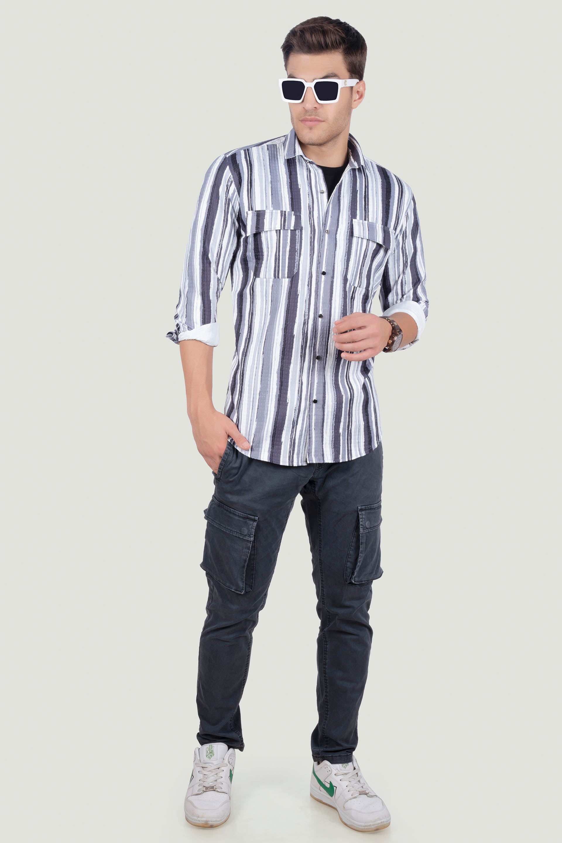 DOUBLE POCKET EDWARD GREY OVERSHIRT