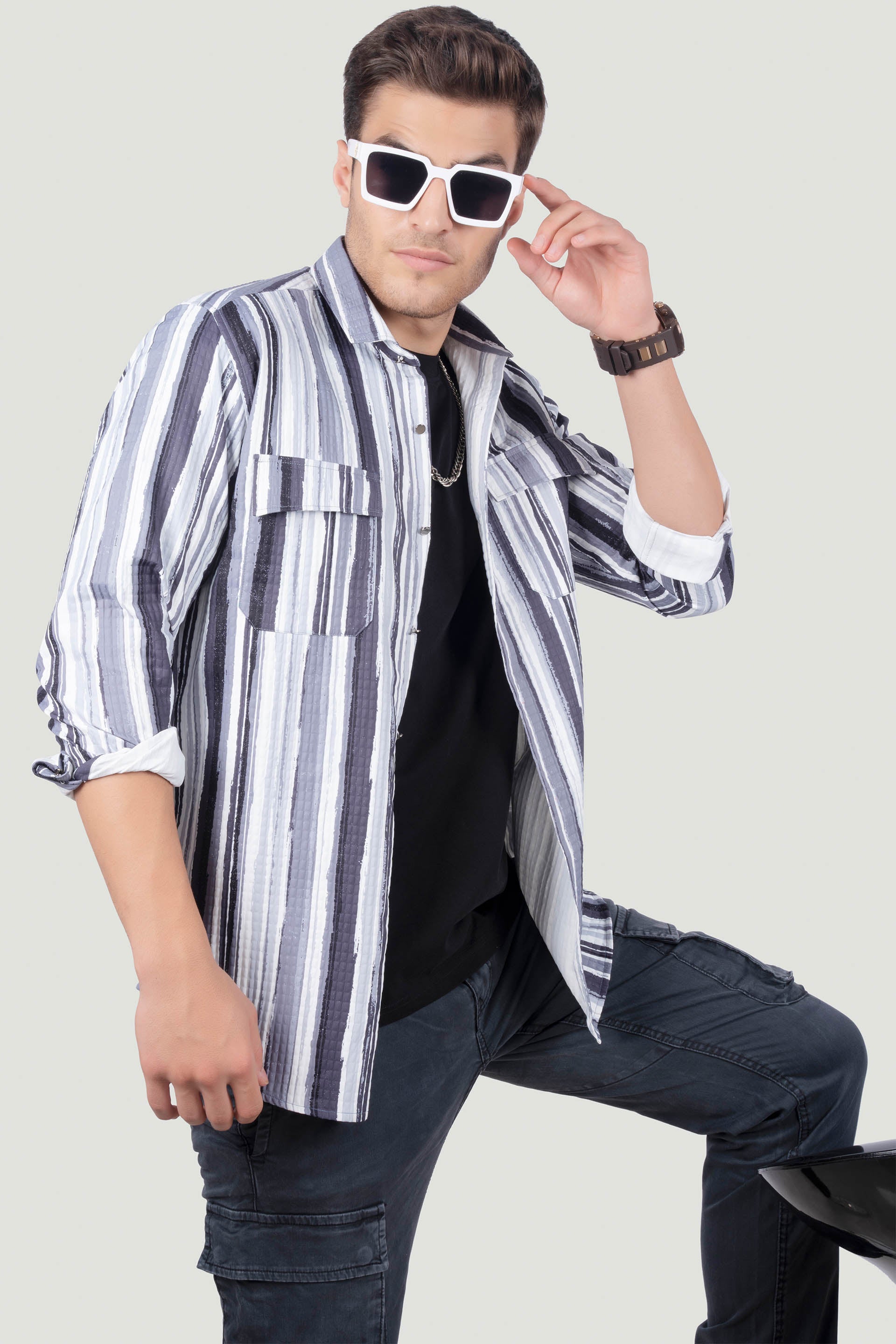 DOUBLE POCKET EDWARD GREY OVERSHIRT