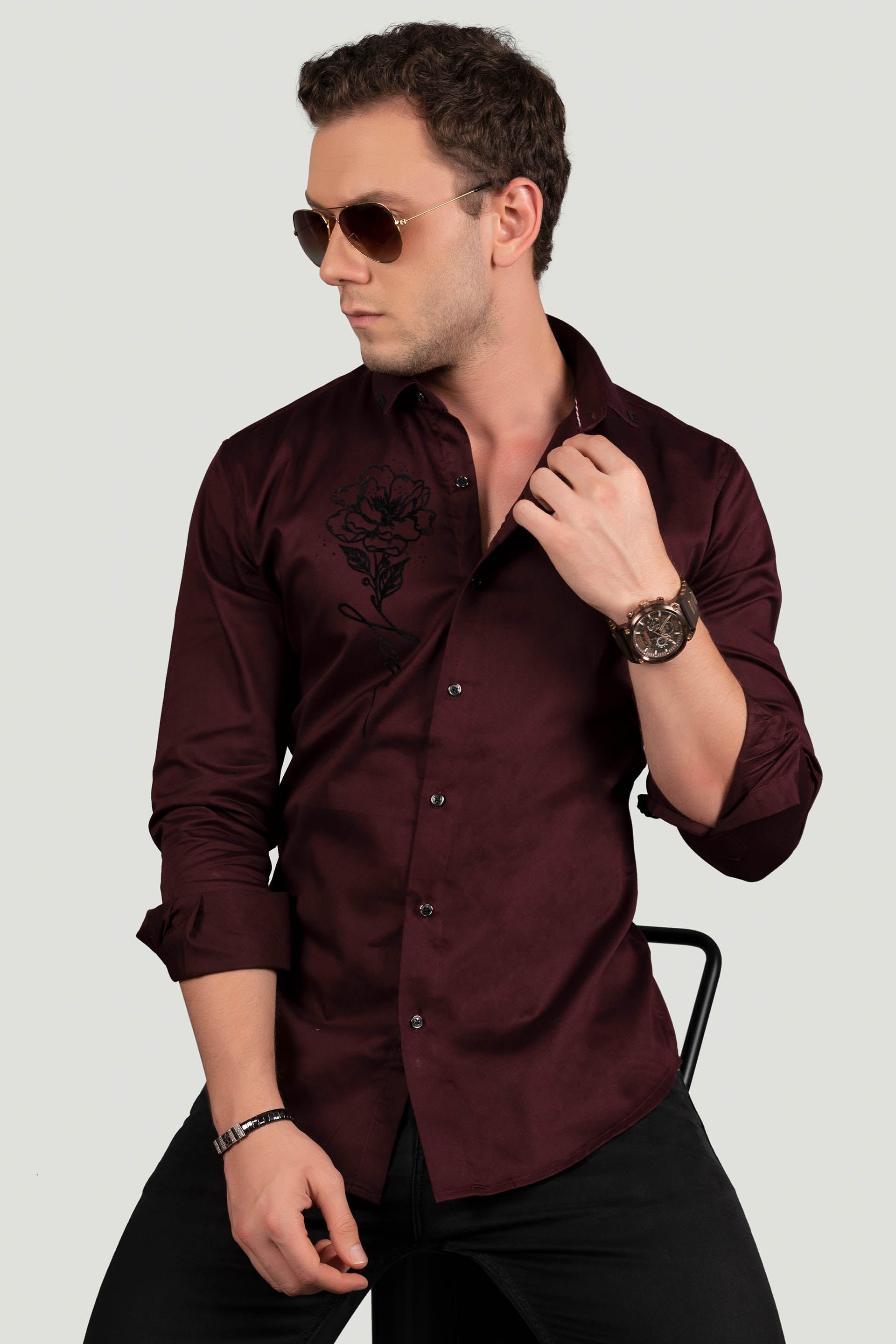 KELLEN MAROON DESIGNER SHIRT