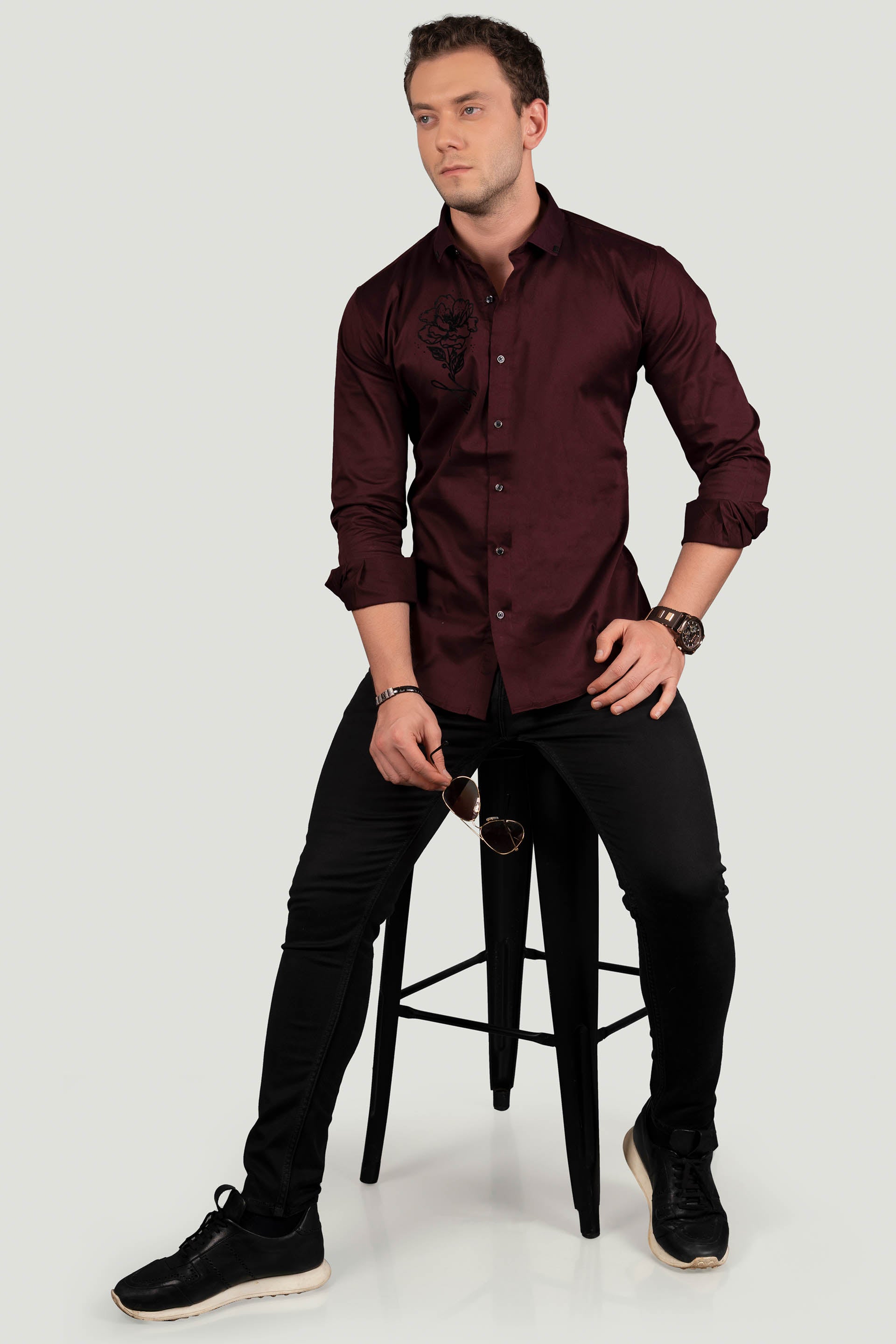 KELLEN MAROON DESIGNER SHIRT