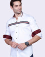 White Patterned Collar Party Wear Shirt