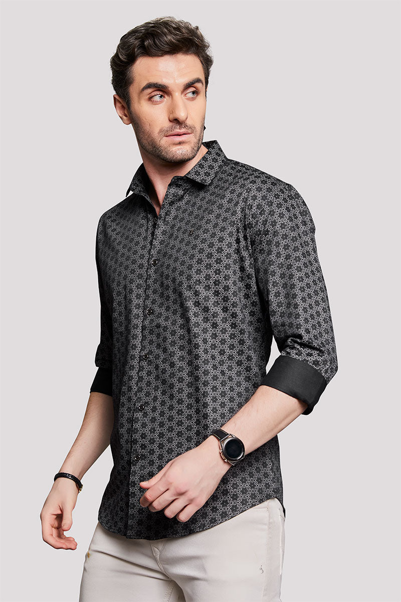 Eugene Black Geometric Print