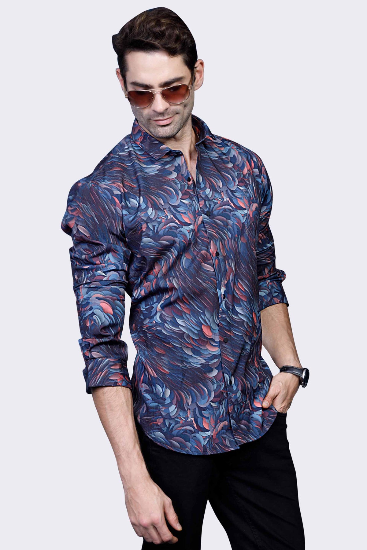 MEIR BLUE CRUSHED PRINT