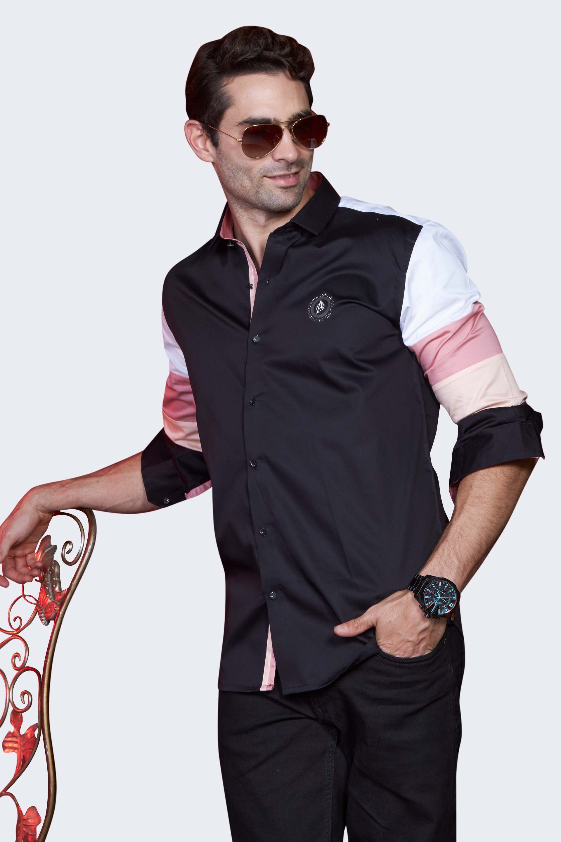 TRICOLOR SLEEVES BLACK DESIGNER