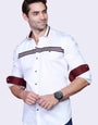 White Patterned Collar Designer Shirt