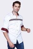 White Patterned Collar Designer Shirt